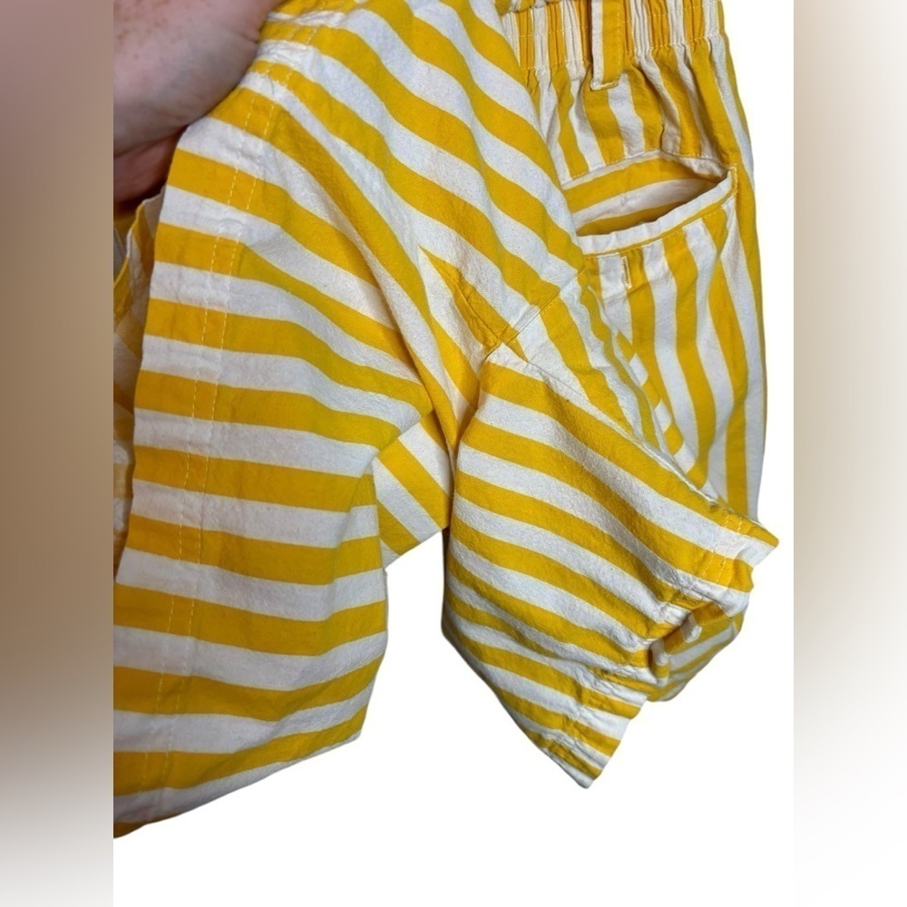 Sleeveless Yellow & White Striped Button-Front Romper - Picture 11 of 12